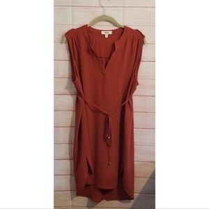 Meraki Rust Colored Belted Tunic Blouse
